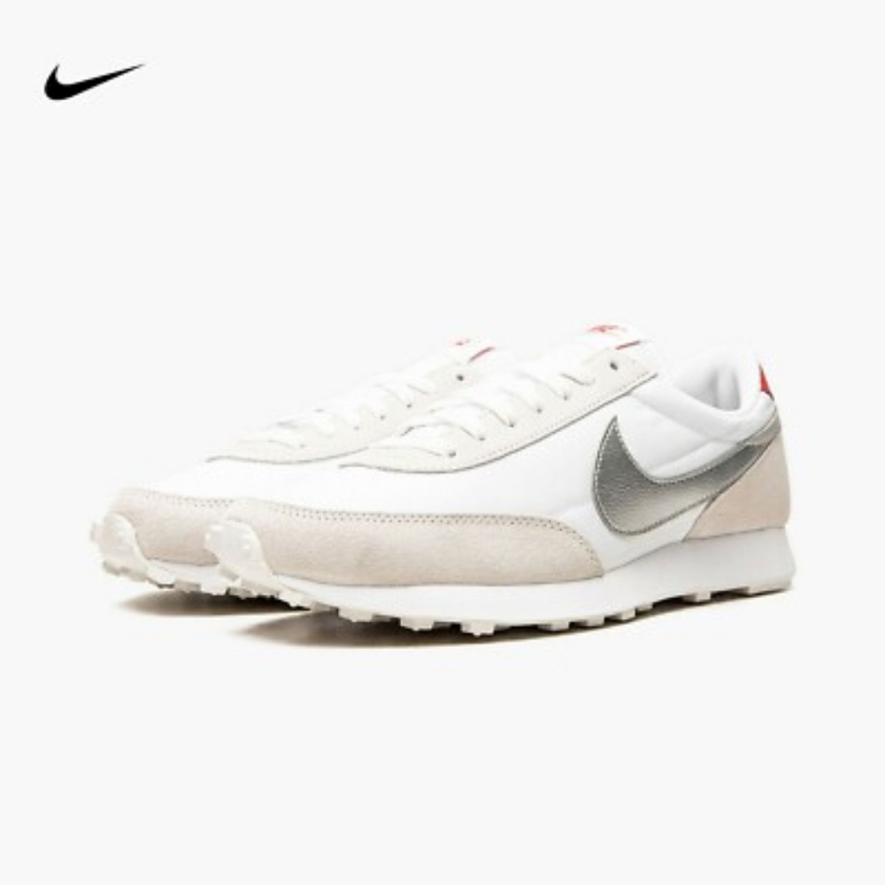 Nike White and Gray Shoes with Red Highlights